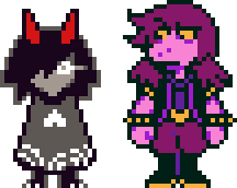 Kris is in an abyssal attire, and Susie, in her Dark World attire, looks at them quizzically.